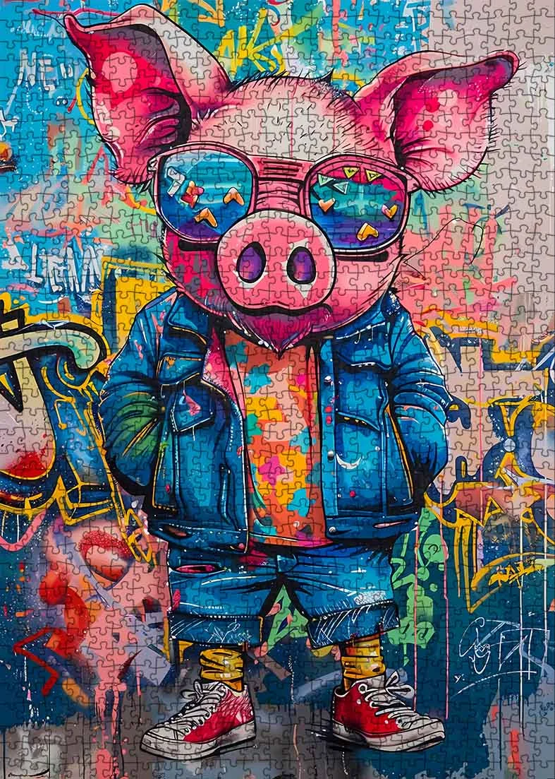 Cool Pig street art Jigsaw puzzle.