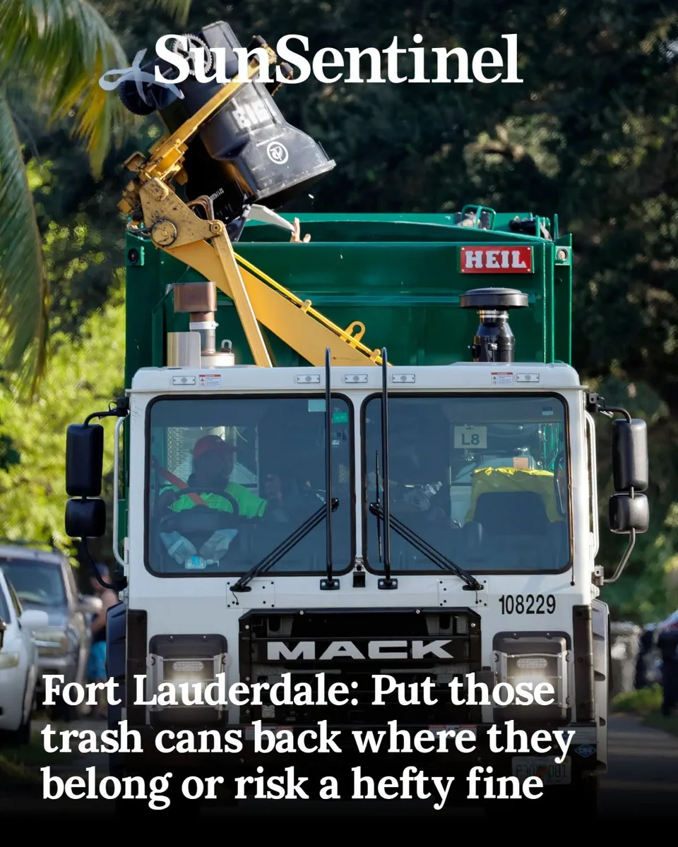 Fort Lauderdale residents who don’t put their trash can back on collection day will get a warning t...
