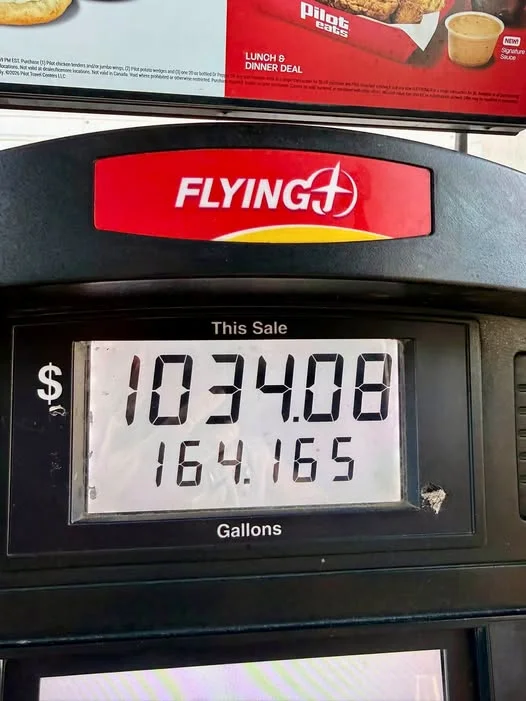 Trucker Kyle Reeves posted this picture after gassing up in Wyoming. “Sad thing is I still had over...