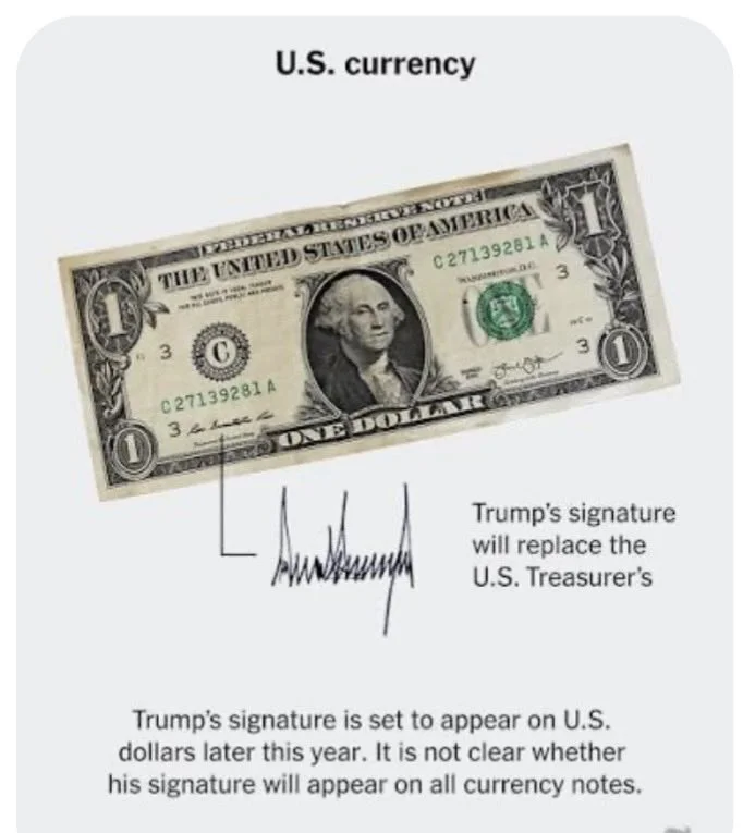 The U.S Treasury has announced that Trump’s signature will now appear on all future U.S paper curre...