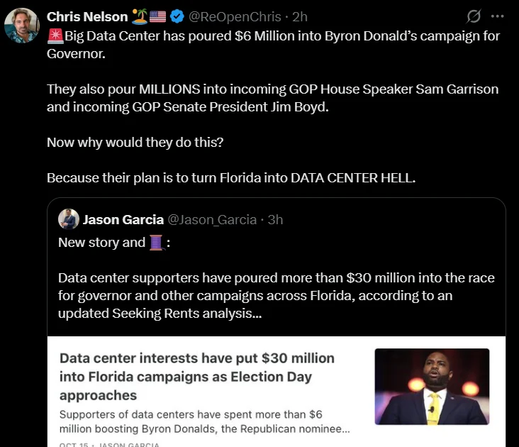 Just like trump, this nigga mother fucker, is all about his interest in data centers. Don't vote fo...