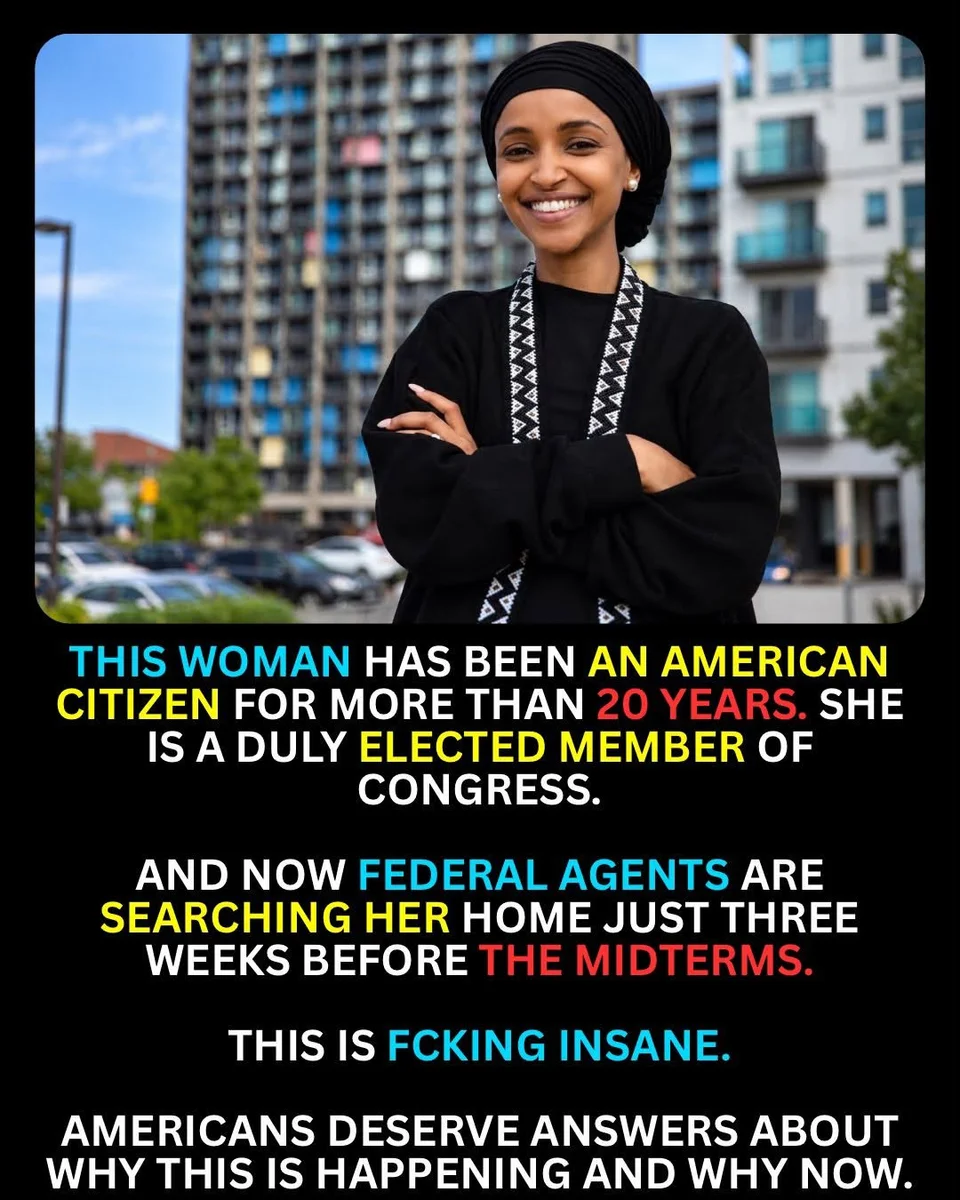 FEDERAL AGENTS SEARCH ILHAN OMAR’S HOME JUST WEEKS BEFORE THE MIDTERMS. AMERICA DESERVES ANSWERS. O...